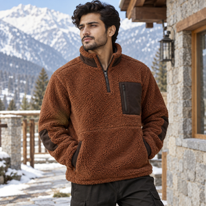 Premium Soft <b>Fleece</b> Fabric Warm Comfortable Fit Stylish Design Suitable For Winter Wear Travel Outdoor <b>Men</b> <b>Sherpa</b> <b>Fleece</b> Jacket - Product Image 1