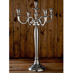 Meilleure qualité d'exportation Candélabre à 5 bras Artisanat Bougeoir vintage en aluminium avec finition argentée pour décoration de table de mariage - Product Image 1
