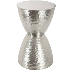 Mesa de Diseño Martillado para Hogar, Hotel, Restaurante, Mesas de Dormitorio, Color Plateado, Metal, Forma Redonda, Mesa de Muebles Elegante - Product Image 1