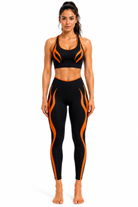Conjunto de Yoga para Mujer con Paneles en Contraste, Leggings de Cintura Alta, Sujetador Deportivo, Ropa Deportiva para Gimnasio y Entrenamiento - Product Image 3