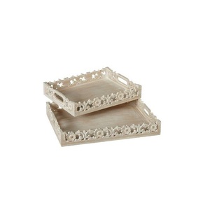 Bandeja de Servir de Madera Natural Rústica con Asas para Desayuno, Café, Té, Bocadillos, Decoración del Hogar y Cocina - Product Image 3
