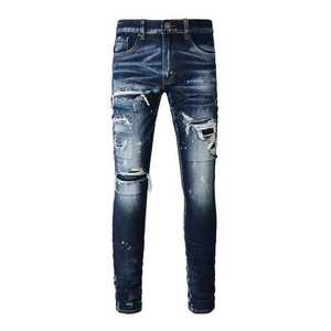 Personnalisez vos salopettes en jean déchiré coupe droite 2026 pour hommes grandes tailles, style urbain et confortable - Product Image 1