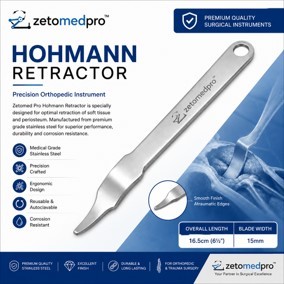 Retractor HOHMANN de 8.75 pulgadas (22.2 cm) con Hoja de 8 mm y 10 mm de Ancho, Instrumento Quirúrgico Ortopédico Zetomed Pro - Product Image 5