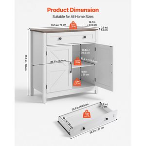 Mobile Bar Caffè in Stile Rustico con 2 Ante Scorrevoli e Cassetto, Credenza Buffet e Tavolo - Product Image 3