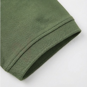 Polo à manches courtes pour homme, vert olive, en coton tricoté, couleur unie, respirant, coupe classique, boutons - Product Image 6