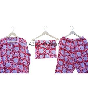 ชุดนอนผู้หญิงขายส่ง ผ้าฝ้ายแท้ 100% ลายดอกไม้ สำหรับฤดูหนาว เซ็กซี่ สบายๆ ระบายอากาศได้ดี เอวยางยืด แห้งเร็ว เหมาะสำหรับคุณแม่ - Product Image 4