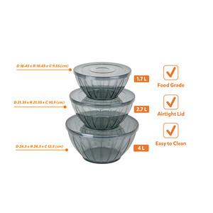 3 <b>Pack</b> Round Food Storage Bowls With Tight Sealing Lids For Fresh Food Preservation And Kitchen Organization - Product Image 2