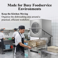 Lave-vaisselle professionnel à capot relevable automatique 7/9KW haute température pour cuisine commerciale et restaurant avec distributeur intégré