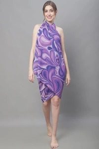 Custom Hawaiian Pareo Printed Polynesia Chiffon Sarong Tropical <b>Beach</b> Cover Up OEM Manufacturer Customized Fabric Supplier - Product Image 2