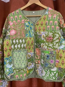 Indian Handmade <b>Knitted</b> Cotton Quilted Reversible <b>Animal</b> Print Women's Jacket Coat Blazers - Product Image 5