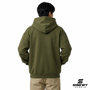 Sudadera con Capucha Verde Oliva para Hombre, Cierre de Cremallera, Corte Regular, Informal, Tejida, con Logotipo Estampado en la Parte Delantera, 100% Algodón, para Invierno, Marca SINEWY SPORTS - Product Image 5