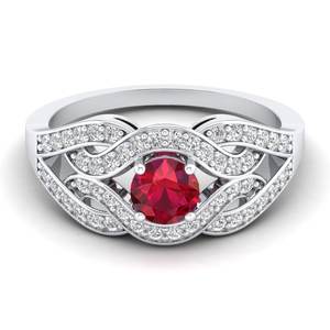 Bague REYES en argent sterling 925 avec rubis rond brillant de 0,5 carat, certifiée GRA, bijoux en moissanite pour femmes - Product Image 1