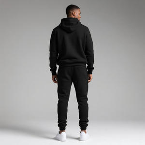Men's <b>Navy</b> Hooded Tracksuit Full Zip Solid Color Cotton Sweatshirt and Joggers Casual Autumn Wear With Side Pockets Regular Fit - Product Image 6