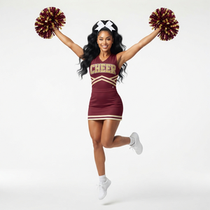 Tenue de cheerleading OEM pour femmes, ensemble deux pièces haut et jupe, qualité supérieure pour compétition, personnalisable pour équipe, fabrication usine - Product Image 3