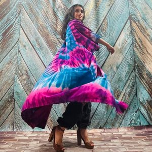 Dernier design Taille unique Kimono avec ceinture Beau Kimono avec tissu rayonne Fait à la main Tie Dye Design Femmes Kimono Robe - Product Image 2