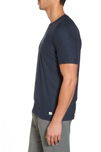 Nueva Camiseta de Algodón para Hombre, Cuello Redondo, Manga Corta, Color Azul Marino, Corte Regular, Estilo Jersey, Color Sólido, Transpirable, Tejido de Punto - Product Image 3