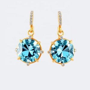 Wholesale Elegant Vintage 925 Sterling Silver Rhodium Plated Earrings with Blue Topaz and <b>Pearl</b> for Women Weddings and Parties - Product Image 2