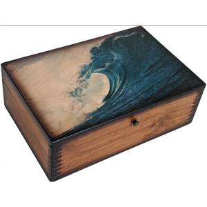 Cesta de Picnic de Madera con Acabado Rústico en Nogal y Bandeja Deslizante para Organización del Hogar y Regalos - Product Image 3