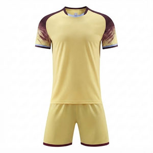 Maillot de football moutarde à manches courtes, écologique, antibactérien, en maille respirante à séchage rapide, léger, en Spandex/Polyester - Product Image 1
