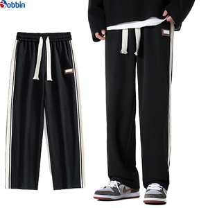 Men Trouser Comfortable Men's <b>Black</b> Sweatpants With Side Stripe Elastic Waist Drawstring Casual <b>Pants</b> Autumn Knitted Cotton - Product Image 3