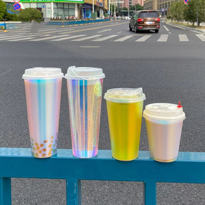 Gobelets jetables en PP personnalisés YAMAT avec couvercles, diamètre 90 mm, transparents, impression par transfert thermique pour thé boba et milkshakes à emporter - Product Image 3