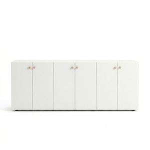 Aparador Moderno Blanco con 6 Puertas, Panel Acanalado, Mueble de Almacenamiento Minimalista, Consola para TV, Mueble para Sala de Estar - Product Image 1