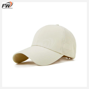 Gorra de béisbol personalizada 2026 de malla deportiva sólida impermeable de 6 paneles con logo bordado y orificios cortados a láser, ajustable, para uso común en la playa - Product Image 2