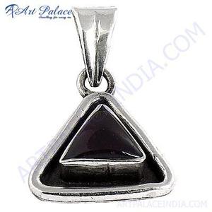 Colgantes en forma de triángulo con ónix negro, joyería de plata de ley 925 - Product Image 2