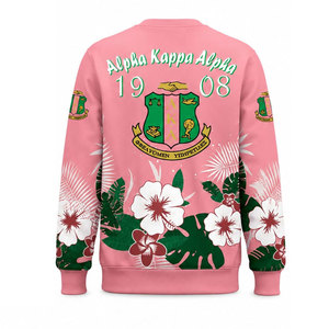 Sudadera con cuello redondo Alpha AKA Alpha con estampado de palmeras en rosa y verde para hombre, corte regular, diseño de sublimación informal - Product Image 6
