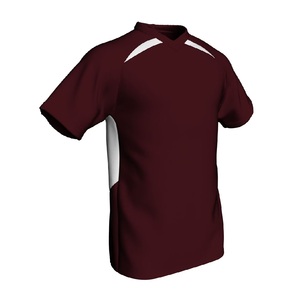 Camiseta Deportiva de Manga Corta con Cuello en V Roja para Hombre, 100% Poliéster, Secado Rápido, Corte Regular, Diseño Liso - Product Image 4