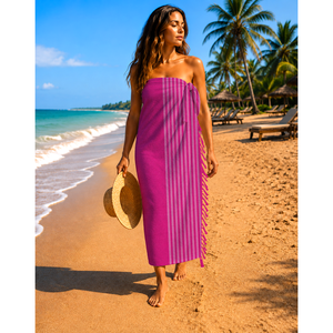 Serviette de plage Kikoy promotionnelle en coton 100% avec un magnifique motif à rayures colorées, écologique, séchage rapide, super absorbante - Product Image 3