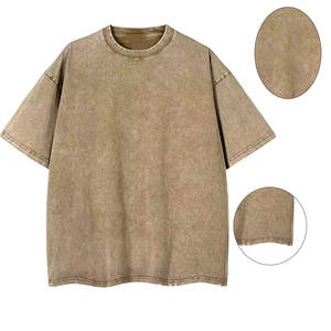 T-shirt pour homme en coton 100% de haute qualité, coupe ample, vintage, effet délavé, personnalisable. - Product Image 5