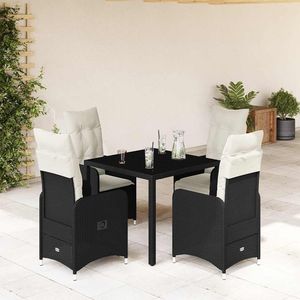 Ensemble bistrot en rotin PE noir avec acier thermolaqué et verre trempé pour mobilier de jardin extérieur - Product Image 1