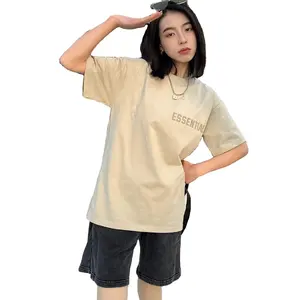 Novo 2023 casual verão desgaste logotipo impressão 100% algodão regular mulheres t-shirt de manga curta virar para baixo colarinho t-shirt confortável