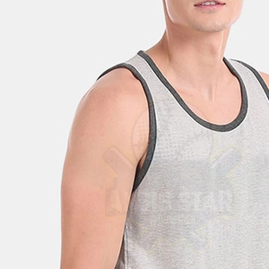 Débardeur sans manches gris pour homme, col rond, tricoté, couleur unie, décontracté, écologique, séchage rapide, Spandex/Coton, pour la gym - Product Image 5