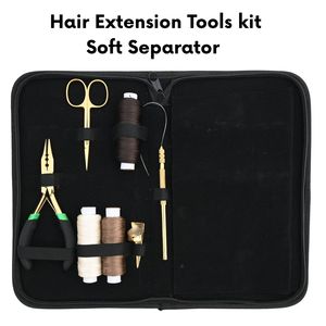 Kit professionnel d'extensions capillaires : Micro-perles, Pince à sertir, Crochet de sectionnement, Aiguilles courbées, Fil à perruque, Mini-ciseaux - Product Image 5
