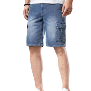 Pantalones cortos de mezclilla de cintura alta para hombre, diseño nuevo 2026, de algodón lavado, con botones, color liso, estilo casual - Product Image 1