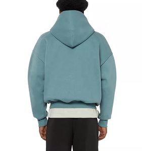 Vente en gros ODM de sweat à capuche à double fermeture éclair pour hommes sweat-shirt court surdimensionné imprimé personnalisé épaule tombante double couche pour l'hiver français - Product Image 3