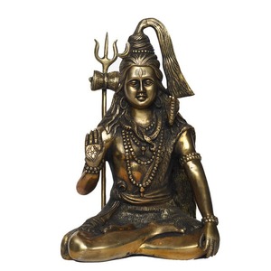 Statue de Shiva en laiton finition vintage, fournisseur indien, pour culte religieux ou élégante décoration hindoue, disponible au prix export. - Product Image 3