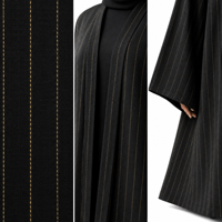 Abaya noire tricotée sur mesure ODM pour femme, à rayures dorées, ouverte sur le devant, manches longues, robe kaftan musulmane, tenue modeste du Moyen-Orient, OEM