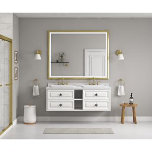 Specchio da Bagno a LED da Parete 72 x 48 Pollici con Cornice in Alluminio, Antiappannamento, Memoria, 3 Colori, Dimmerabile a Regolazione Continua - Product Image 6