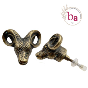 <b>Beads</b> <b>Art</b> Cast Iron Ram Head Cabinet Knobs-Traditional Design Multi-Function Eco-Friendly & Easy Installation - Product Image 4