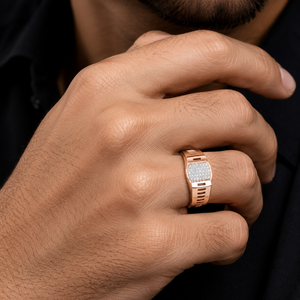Namivaa 18K Rose Gold Round Signet Ring Men High Polish Luxury Geometric Wedding Engagement Party Daily Wear Gift Fine Jewelry - Product Image 1