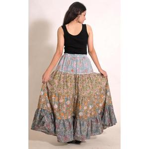 Cotton <b>Patchwork</b> Long <b>Skirt</b> Handmade Bohemian Maxi <b>Skirt</b> Vintage Indian Women Ethnic Fashion - Product Image 4