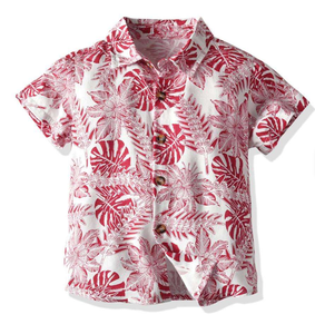 Chemise d'été à manches courtes pour enfants, motif floral, col rabattu, décontractée, pour garçons - Product Image 2
