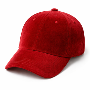 Gorra de Béisbol de 6 Paneles en Velour Rojo, Unisex, Ajustable, de Color Sólido, Informal, con Logotipo en la Parte Delantera - Product Image 6