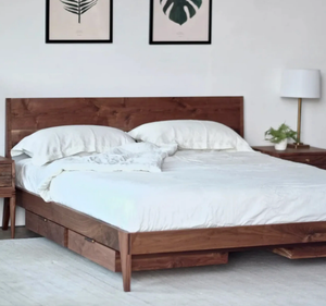 Base de Cama King Size Moderna de Madera de Teca Sólida con Cajones de Almacenamiento, Perfil Bajo, Estilo Escandinavo Minimalista para Dormitorio, 3 Años de Garantía - Product Image 5