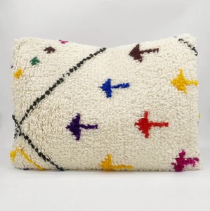 Handmade Hand Knotted Wool Moroccan Rug Pillow Cover | Berber Boho Decorative Cushion Cover for Sofa - Product Image 2