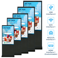 Écran publicitaire numérique LCD sur pied de 65 pouces avec système d'exploitation Android en option, menu numérique, Wi-Fi et Bluetooth