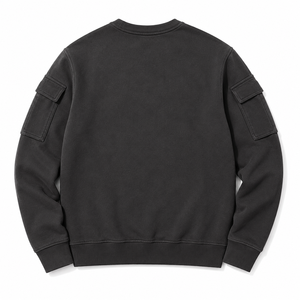เสื้อสเวตเชิ้ตคอกลมลำลองสำหรับผู้ชาย ดีไซน์กระเป๋าที่แขน ผ้าฟลีซ 360 กรัม โลโก้ด้านหน้า ผ้าผสมคอตตอน 100% ระบายอากาศได้ดี มีสไตล์ - Product Image 2